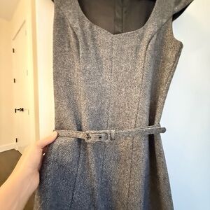 Armani Exchange Sleeveless Gray Belted Sheath Dress